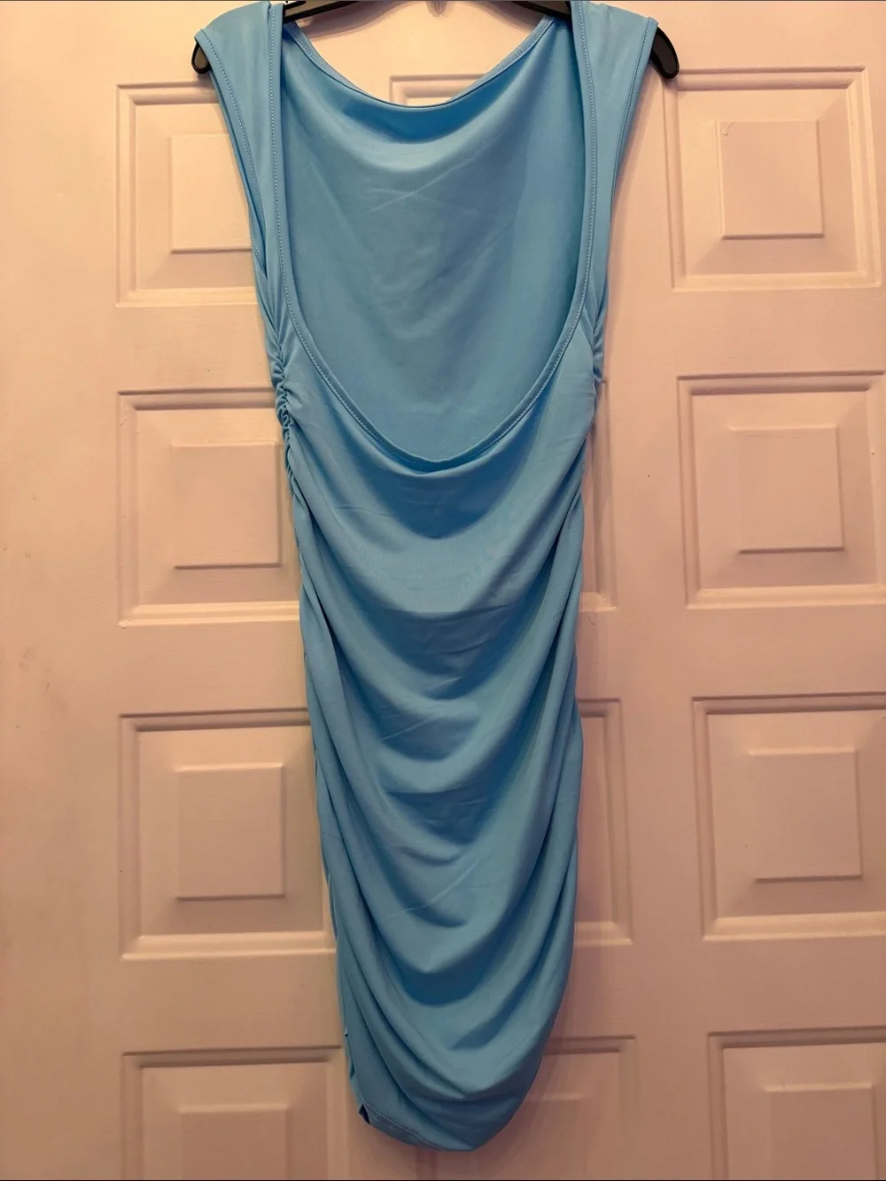 Light Blue Backless Ruched Dress - Picture 2 of 3
